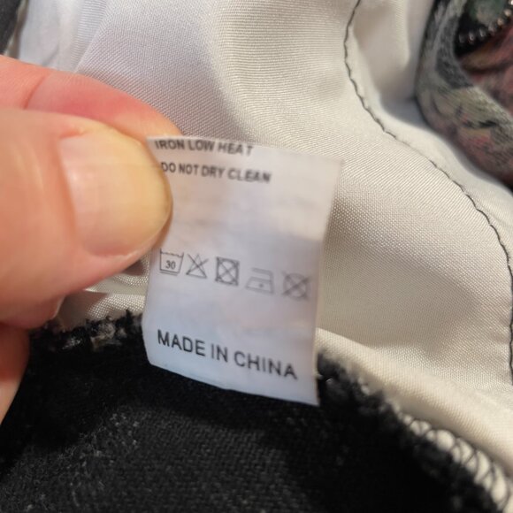 Vintage Lovey U-Dear Floral Midi Skirt Black Sunflower Print Raw Hem Slit Size L - Picture 14 of 14